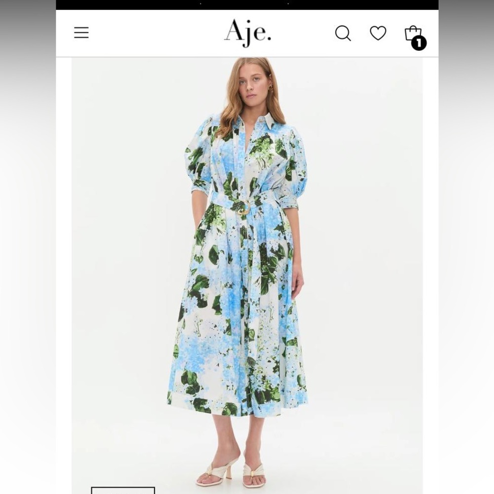 Aje Manifest Midi Dress - Blue/Green - Size 4 US - MSRP $600 - Picture 2 of 2